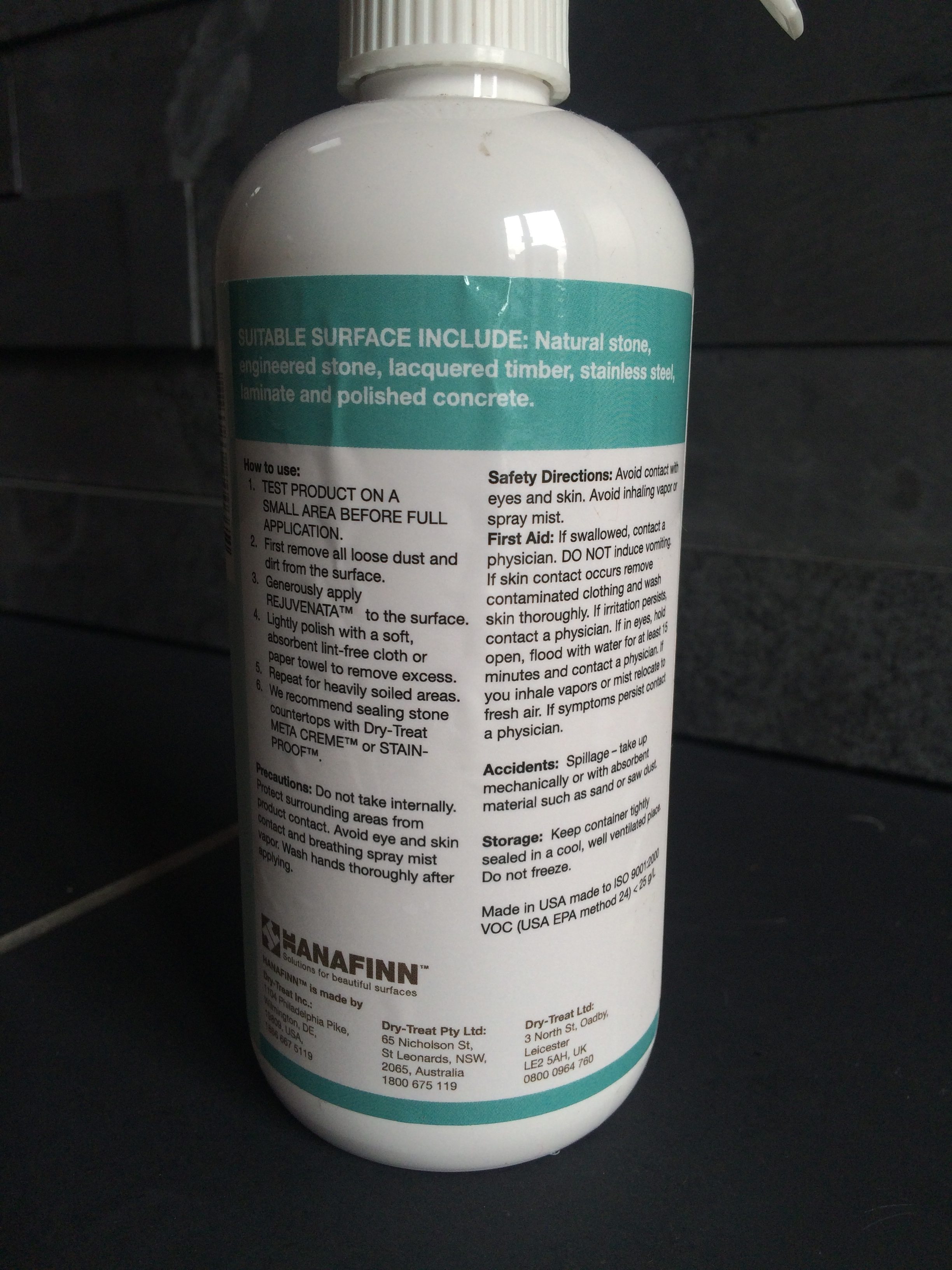 Rejuvenata Countertop Cleaner Spray 473ml Berwyn Slate